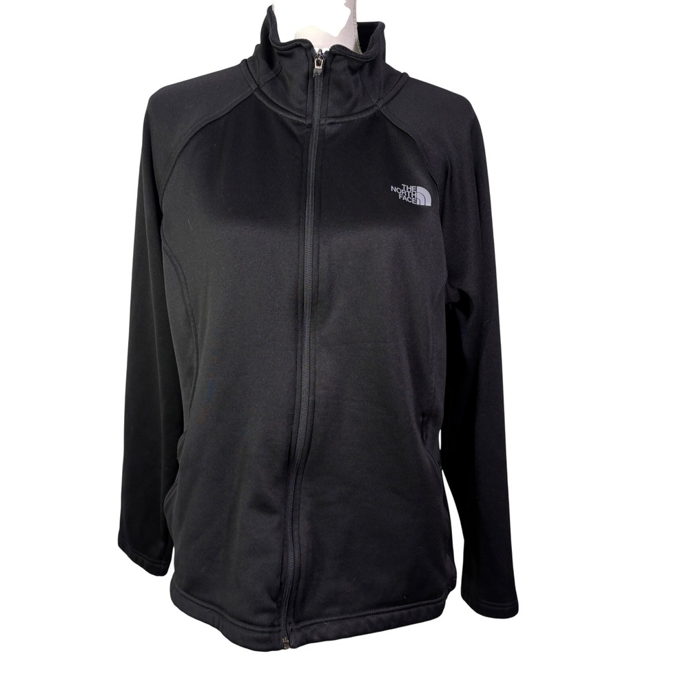 The North Face Track Jacket Womens XL Black Full Zip Fleece Lined Mock Neck